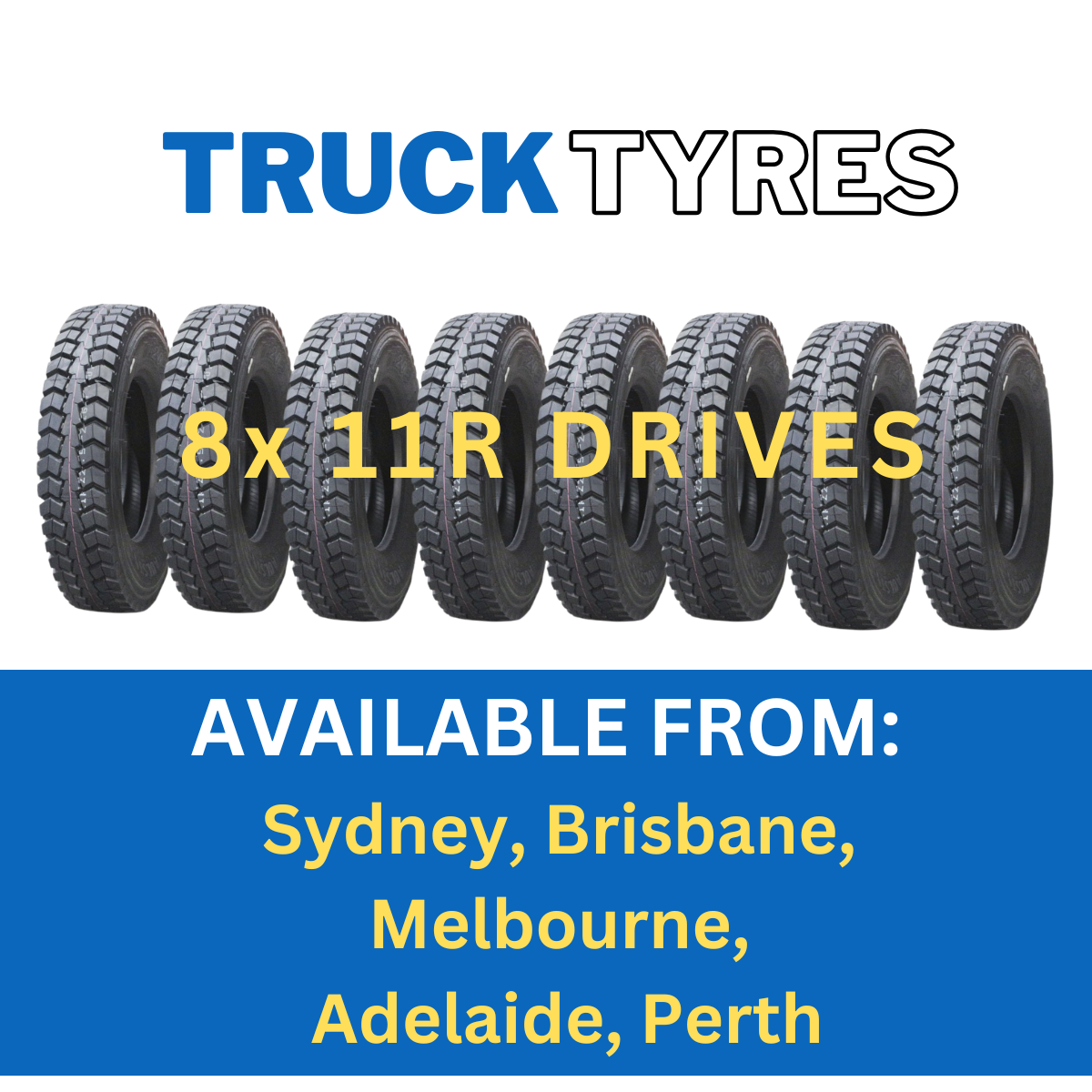 8x 11R22.5 TRUCK TIPPER DRIVE TYRES - HD602 (SUPER SPECIAL)