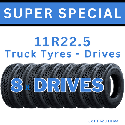 8x 11R22.5 TRUCK DRIVE TYRES - HD620 (SUPER SPECIAL)