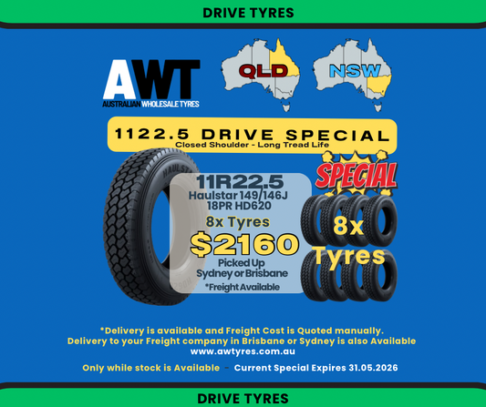 11R22.5 18PR Haulstar HD620 - DRIVE TYRES (8x Buy Special)