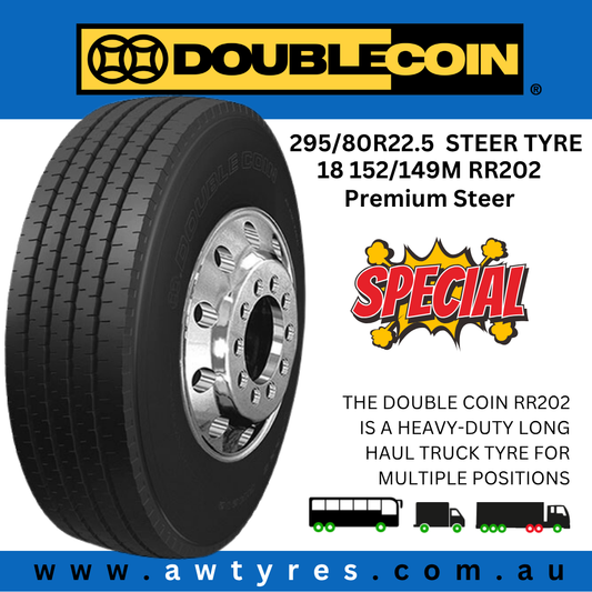 DOUBLECOIN 295/80R22.5 152/149M RR202 - PREMIUM STEER (2610)