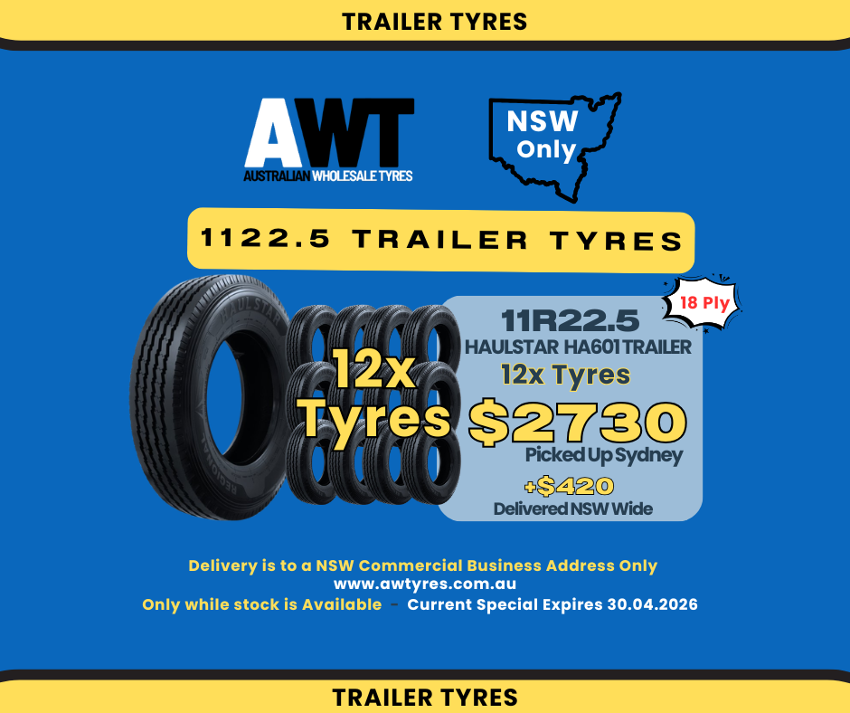 Haulstar 11R22.5 (18PLY) HA601 (Trailer) (12x Tyres Package) NSW Special