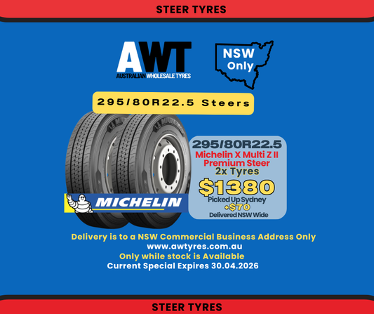 MICHELIN 295/80R22.5 X MULTI Z - STEER (2x Tyre Package) (NSW)