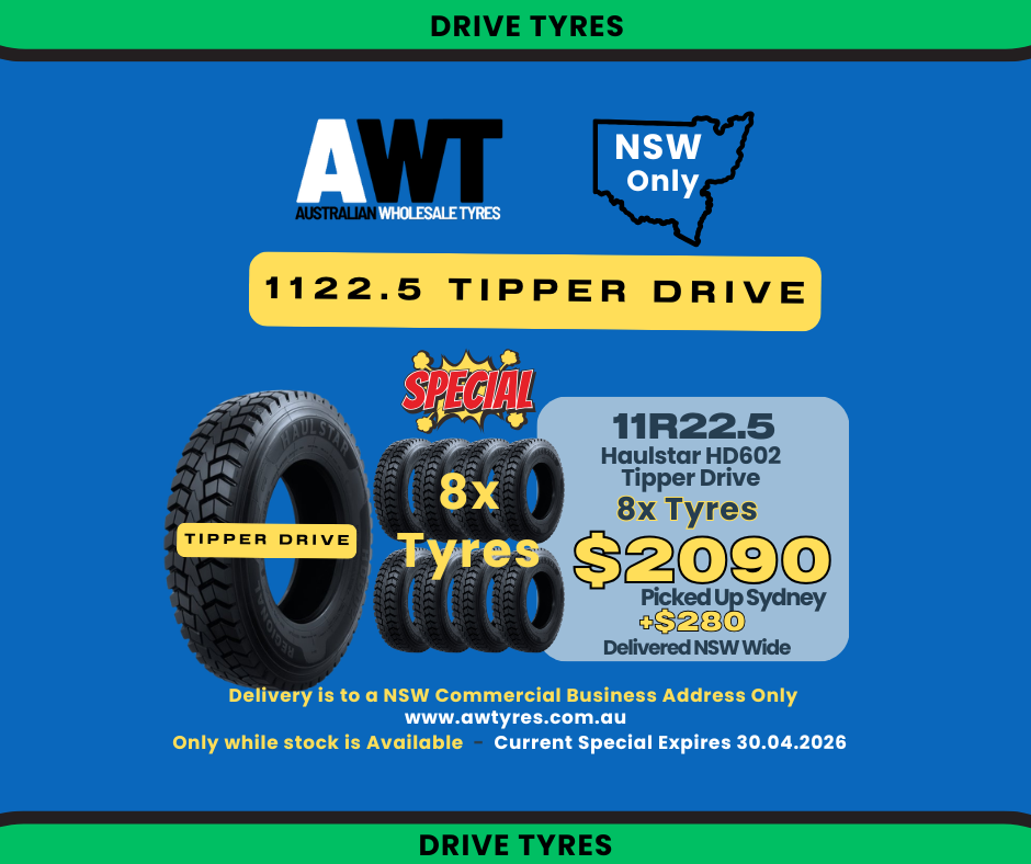 HAULSTAR 11R22.5 TIPPER DRIVE HD602 (8x Tyre Buy Promo)
