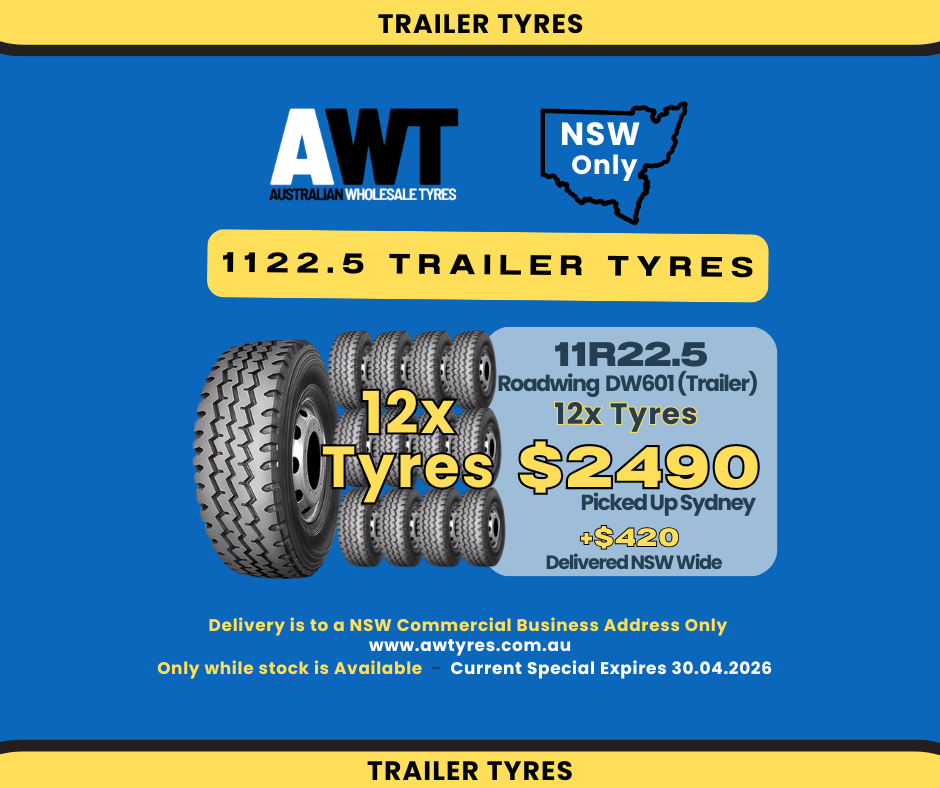 ROADWING 11R22.5 DW601 146/143M 16PR (Trailer) (12x Tyres Package) NSW Special