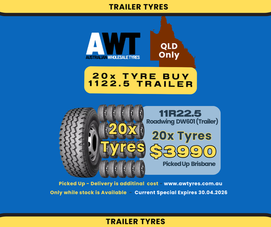 ROADWING 11R22.5 DW601 16PR (Trailer) (20x Tyres Package) QLD Special