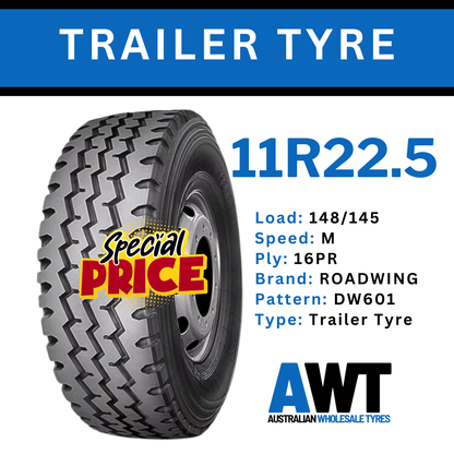 ROADWING 11R22.5 148/145M 16PR DW601 - TRAILER TYRE (2607)